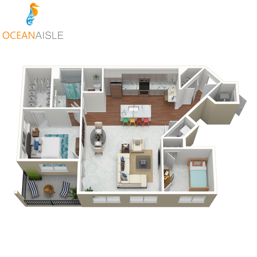 Ocean Aisle Floor Plan 1 bed/den-Brand New